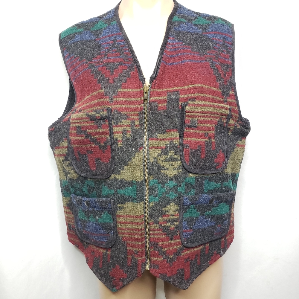 Woolrich Southwestern Print Wool Vest Size M